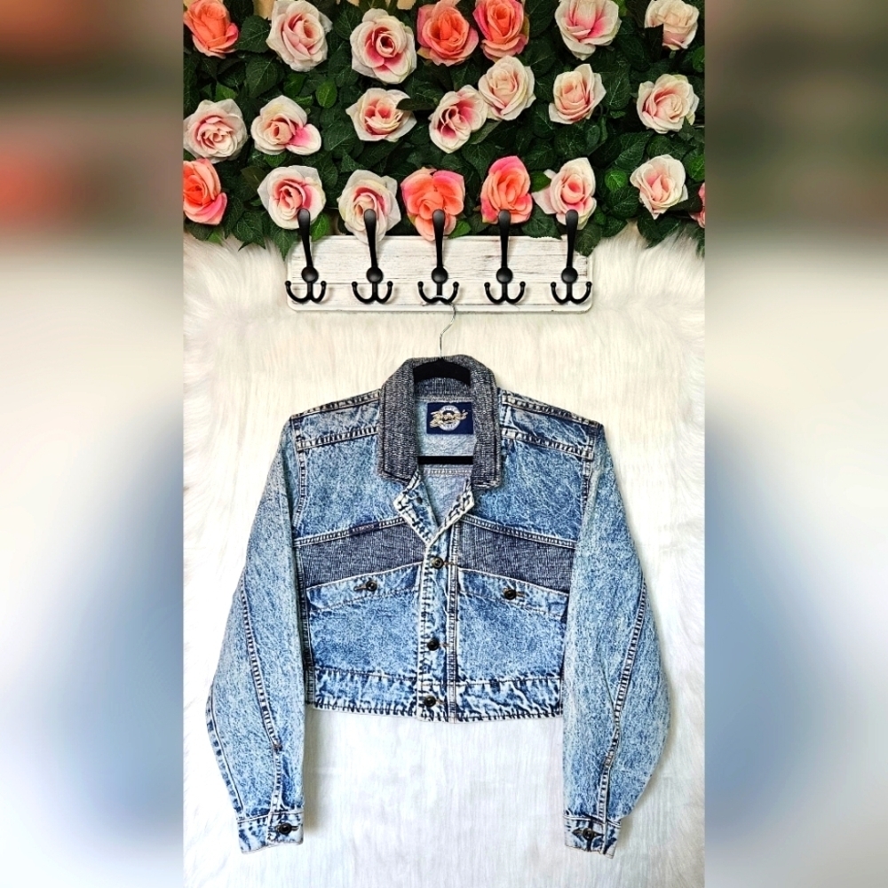 R.G. Brown's Vintage Rare Knit Collar/Back Light Wash Bomber Denim Jacket